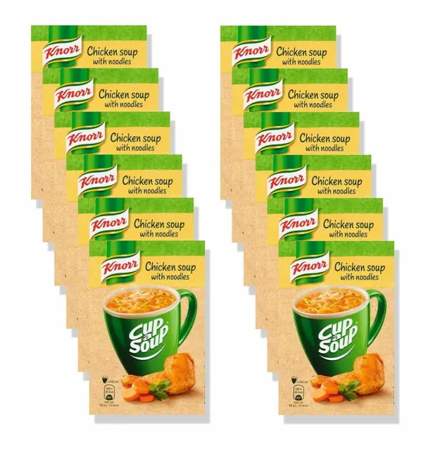 12 x KNORR Cup a Soup Instant Chicken Soup With Noodles