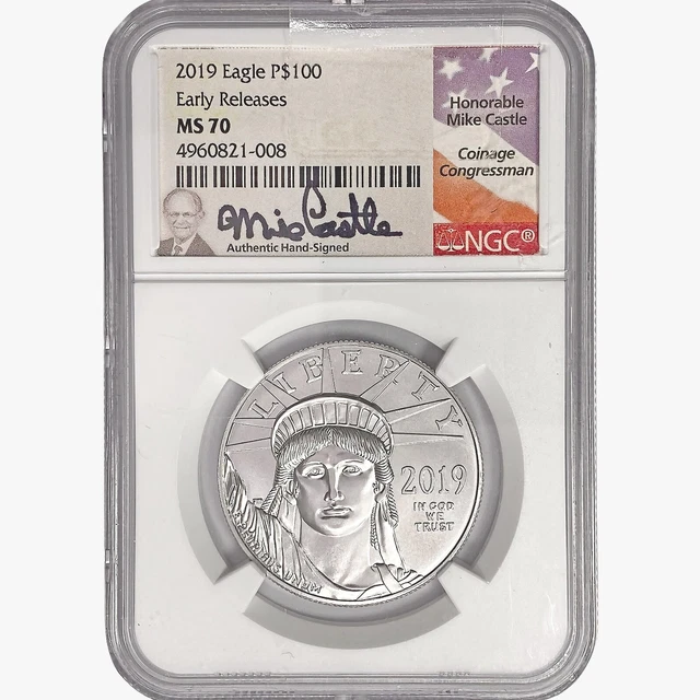 2019 Castle Signed 1oz American Plat NGC MS70