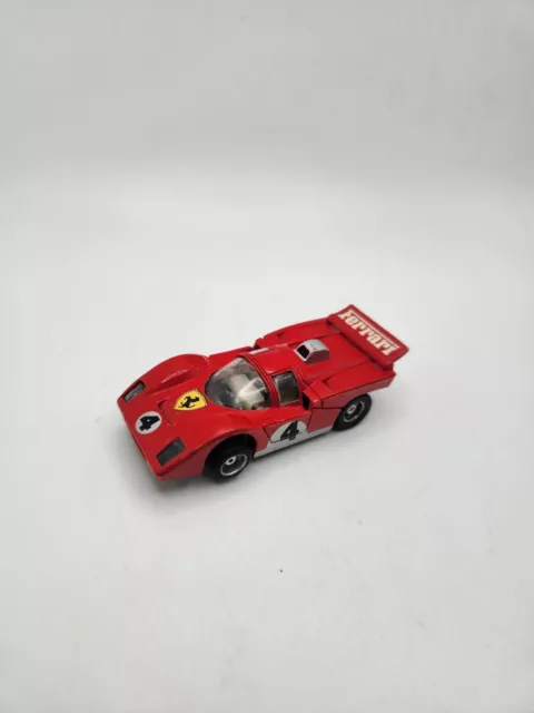 Tyco Ferrari 512M Red #4 Working Headlights Lighted Ho Slot Car Nice