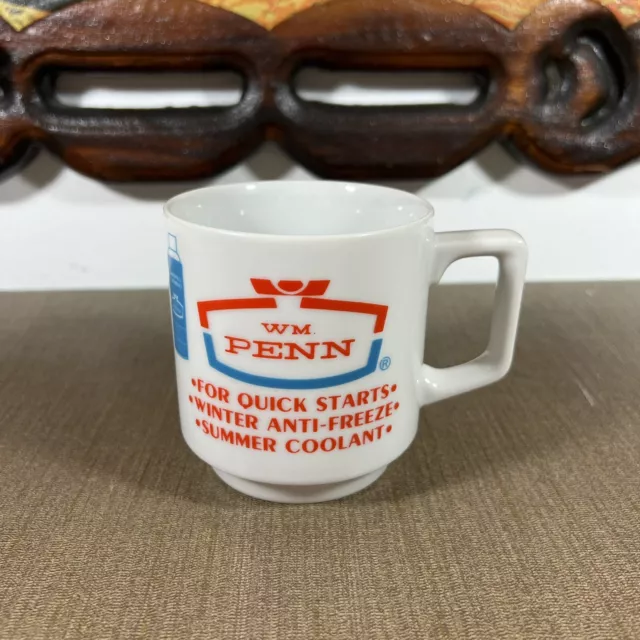 Vintage WM PENN Coffee Cup Mug Anti-Freeze Motor Starting Fluid Frostex Gas Line