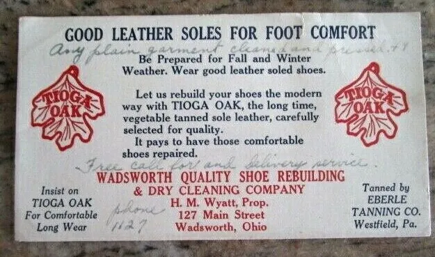Ink Blotter Wadsworth Quality Shoe Rebuilding/Dry Clean Wadsworth Ohio -E8J-18