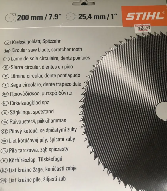 Hoja de sierra circular STIHL 200 mm/7,9 nunca usada. Caja abierta