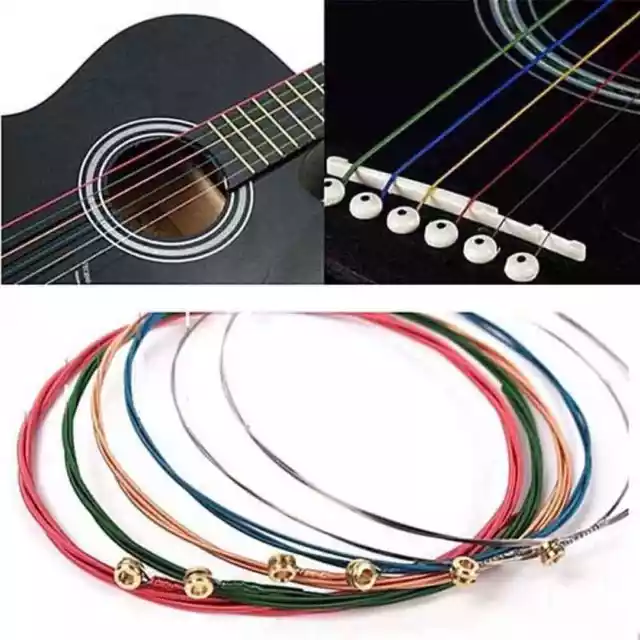 6Pcset Acoustic Guitar Strings Rainbow Colorful Guitar Strings For Acoustic