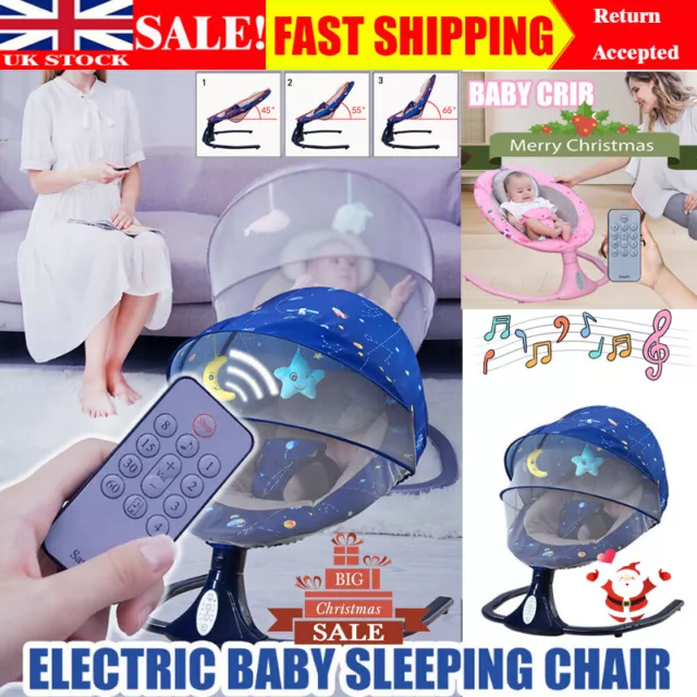 Bluetooth Remote Electric Baby Chair Swing Infant Cradle Bouncer Rocker Musics