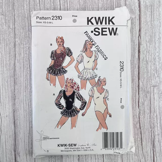 Kwik Sew Sewing Pattern 2310 MISSES' LEOTARDS XS-S-M-L Dance Ballet Skirt UNCUT