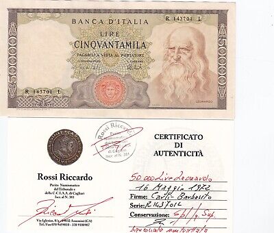 Lire 50.000 Leonardo Da Vinci 16-5-1972 R. 