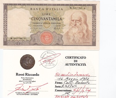 Lire 50.000 Leonardo Da Vinci 16-5-1972 R. 
