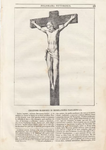 GESU CROFIFISSO NACCARINO - Incisione Antica Originale del 1800 Stampa