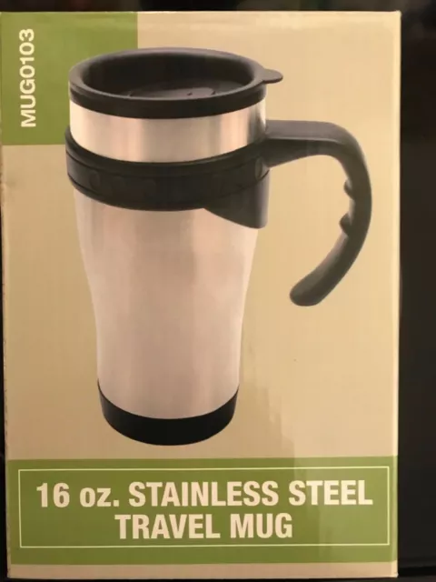 Trendy 16oz Stainless Steel Travel Mug Wide Grip Handle- Lightweight Design 