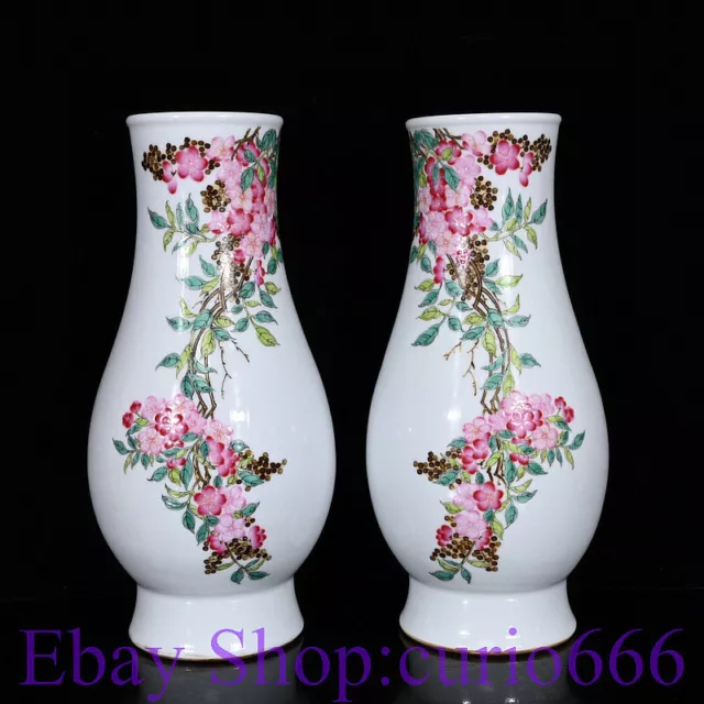 12" Marked Old China Doucai Porcelain Dynasty Palace Flower Bottle Vase Pair