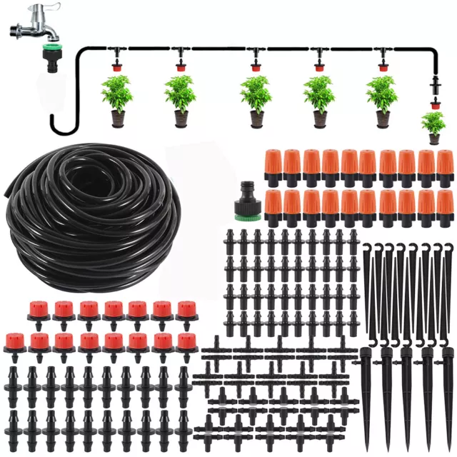 30m 100ft Automatic Drip Irrigation System Garden Plant Self Watering Hose Kit