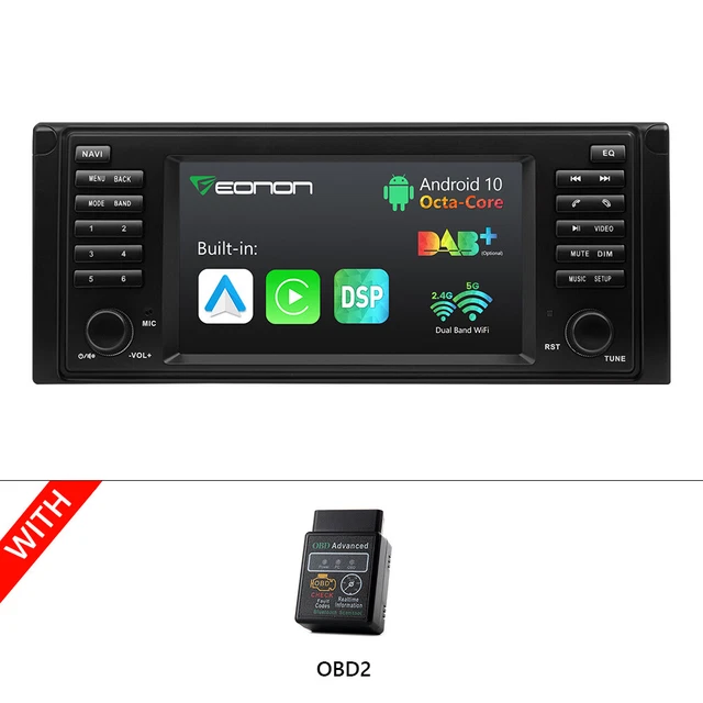 OBD+7" IPS 8Core CarPlay Android Auto Car GPS Bluetooth DSP for BMW E39 5 Series