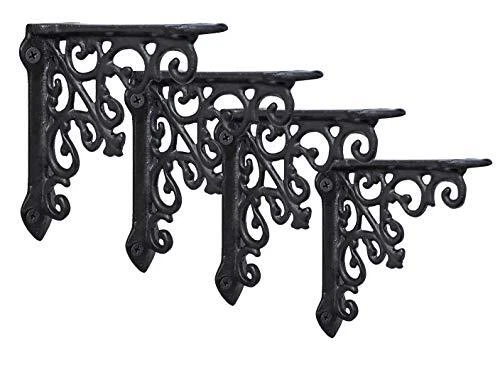 NACH Victorian Antique Black Shelf Bracket Wall Mount Cast Iron Shelf Bracket...