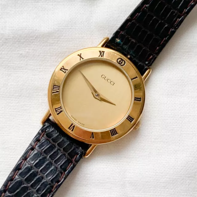 Orologio Gucci 3000,2L Quarzo 26mm Donna Quadrante Oro Made in Svizzera Rotondo Vintage Senza Scatola