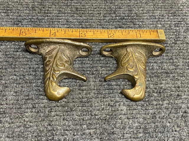 Antique Victorian Style Brass Curtain Rod Brackets