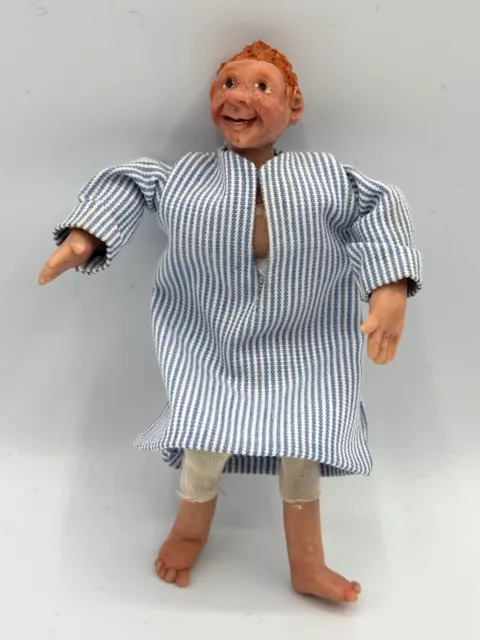 Dolls house miniature 1:12 HANDMADE youth / man doll in a nightshirt