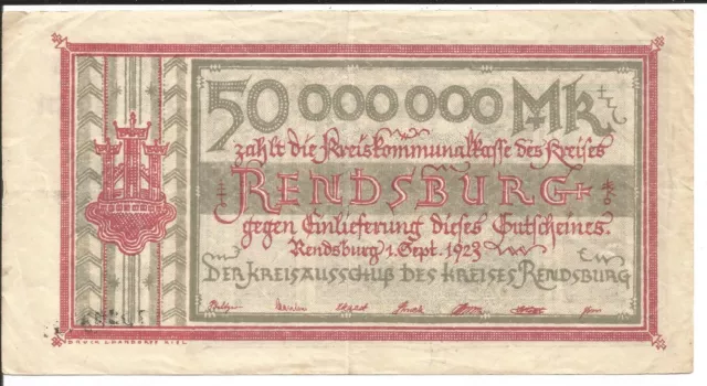 Kreis Rendsburg,50 Millionen Mark 1923