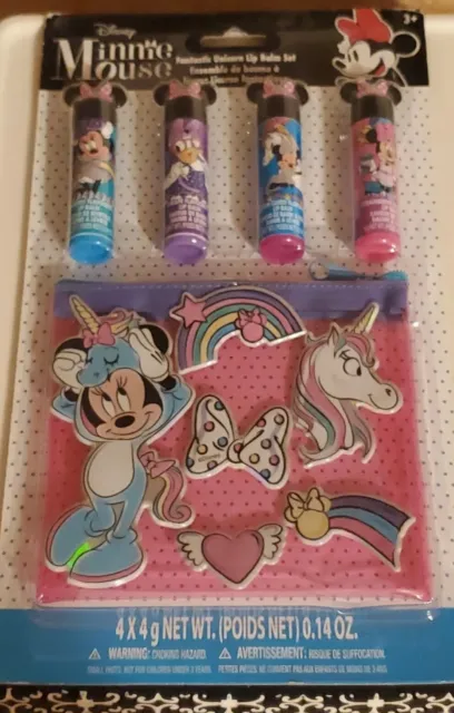 Minnie Mouse Unicorn 4pc Flavored Lip Balm Set With BAG  5 Piece NEW/SEALED