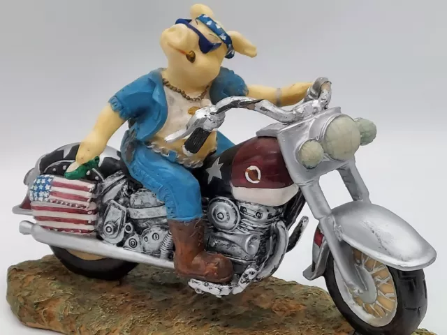 Harley Davidson Hog On A Motorcycle Pre-Owned Figurine Collectible.