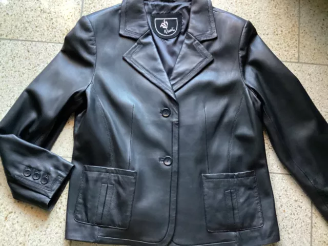 Neuwertige Damen Lederjacke Blazer Lamm Leder Vunic 44) schwarz