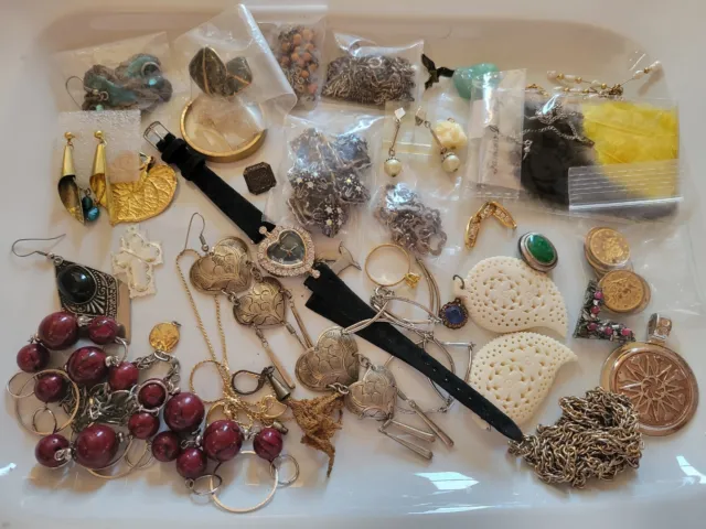 Mixed Jewelry Lot Used Vintage To Modern Junk Estate Assorted Metals