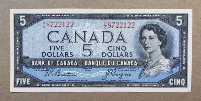 1954 Bank of Canada $5 Beattie-Coyne Modified Portrait R/C8722122 AUNC BC-39a-i