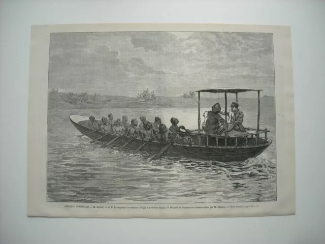 Gravure 1872. Afrique. M. Stanley Et Le Docteur Livingstone Se Rendant D’ujiji A