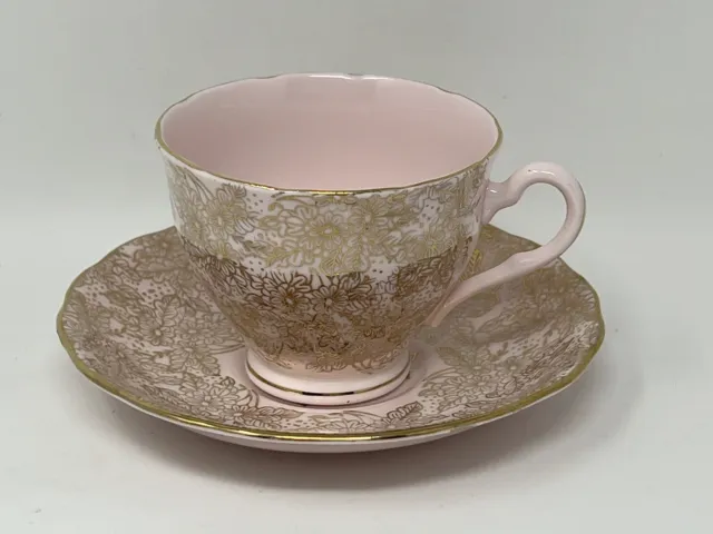 Vintage Colclough China Tea Cup and Saucer Bone China England Pink Gold