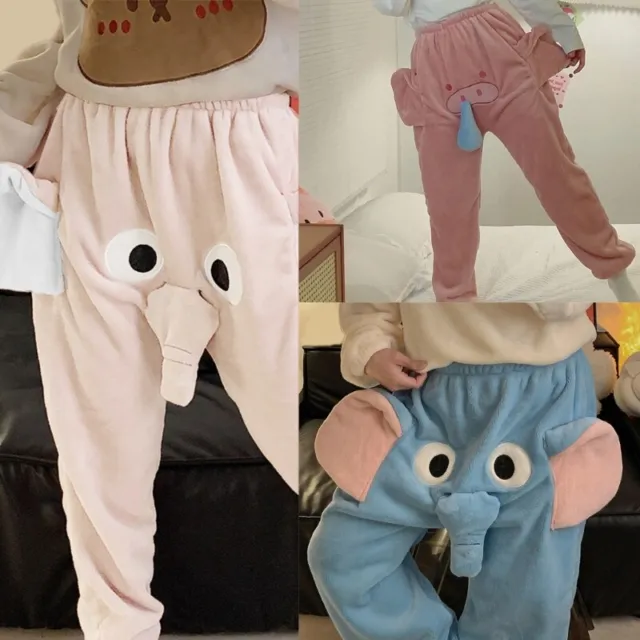WINTER WARM FLANNEL Pajama Pants Cute 3D Elephant Trunk Sleep