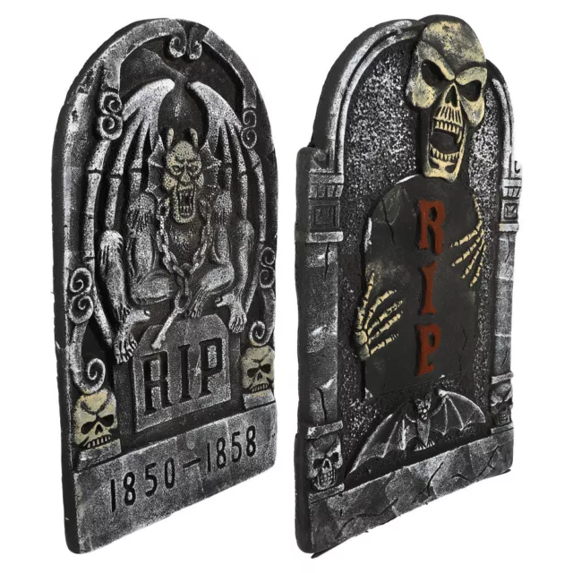 2 piezas accesorios de espuma de lápida de Halloween para decoraciones de lápidas