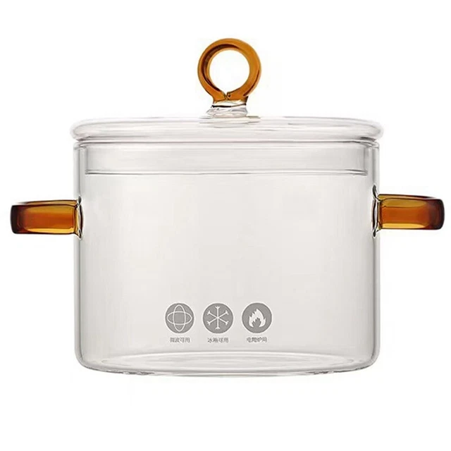 Pentola per pasta istantanea in vetro, padelle per forno, pentola per salse, pentola per salse in acciaio inox D7U5