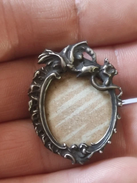BROCHE PORTE PHOTO ART NOUVEAU Clochettes MUGUET début XXe 1900 métal Argenté