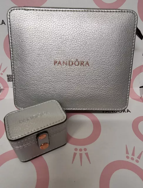 PANDORA Jewellery Box - Travel Case - Ring Box - Charm Storage - Silver Black