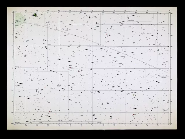 1962 Becvar Star Map 6 Equatorial Sky Chart Pisces Cetus Aires Glactic Astronomy