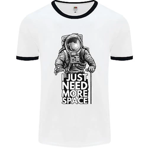 I Just Need More Space Funny Astonaut Mens White Ringer T-Shirt