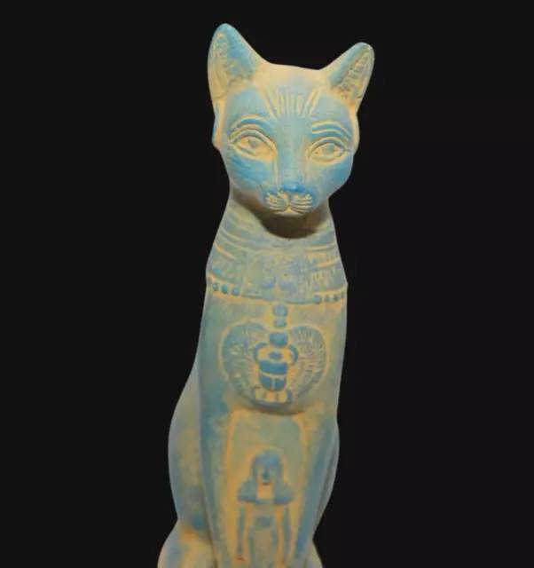 RARE ANCIENT EGYPTIAN ANTIQUE Bastet Cat with Isis Statue (Egypt History) 3