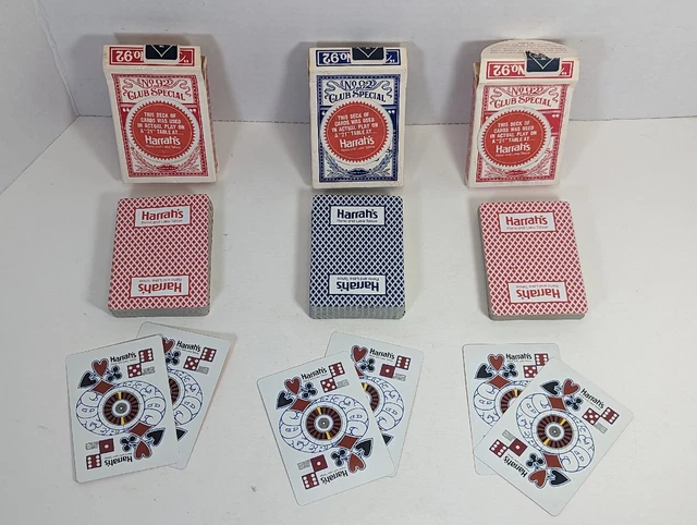 Lot of 3 Harrah's Casino No.92 Bee Playing Cards Reno & Lake Tahoe ALL COMPLETE!