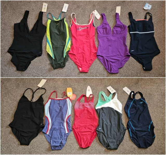 10x Shiny Speedo Swimsuit UK 10 34" Bundle Lot Spandex Swimming Costume