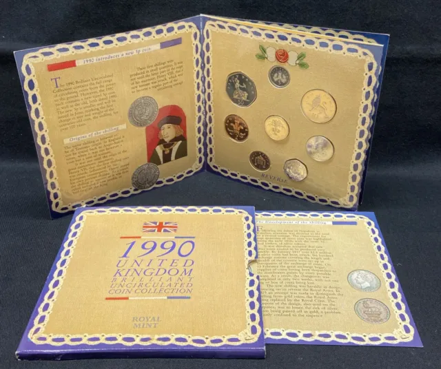 1990 United Kingdom Brilliant Uncirculated Coin Collection Set - Royal Mint