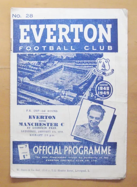 EVERTON v MANCHESTER CITY FA Cup 1948/1949 *Good Condition Football Programme*