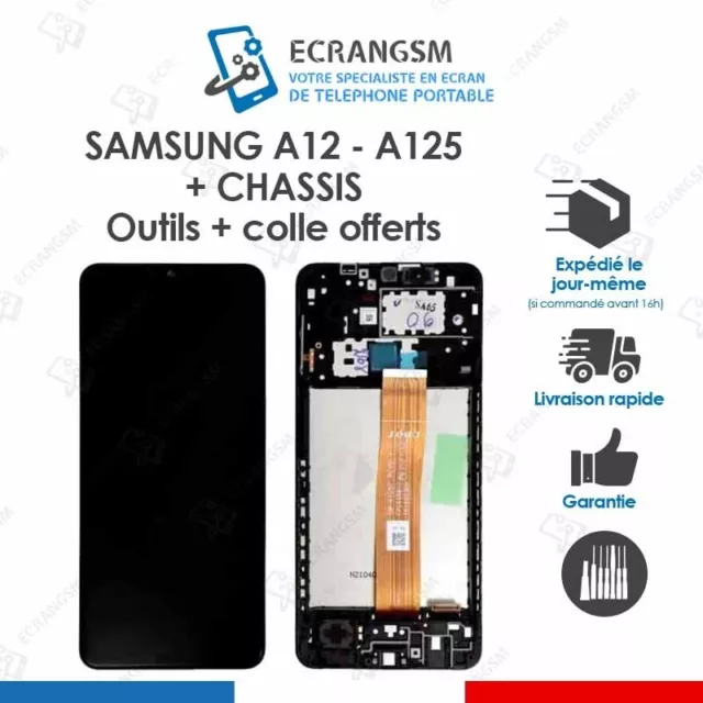 ECRAN LCD + VITRE TACTILE + FRAME pour SAMSUNG GALAXY A12 et A125F + outils