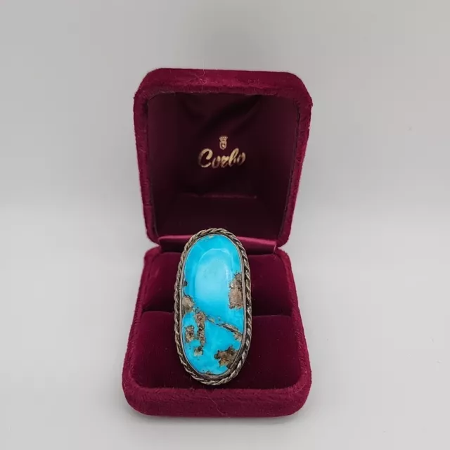 VINTAGE NATIVE AMERICAN Pawn Sterling Silver Turquoise Ring Size 7.5 ...