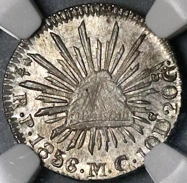 1856-P NGC MS 63 Mexico 1/2 Real No i Mint State Cap Rays Coin (22091201C)