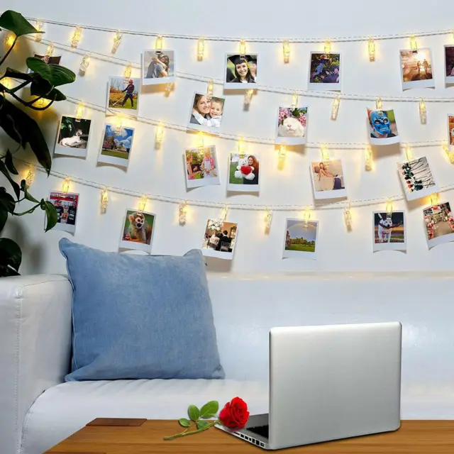 Battery 10 LED Photo Clip Peg String Fairy Lights Home Party Wedding 1-10x