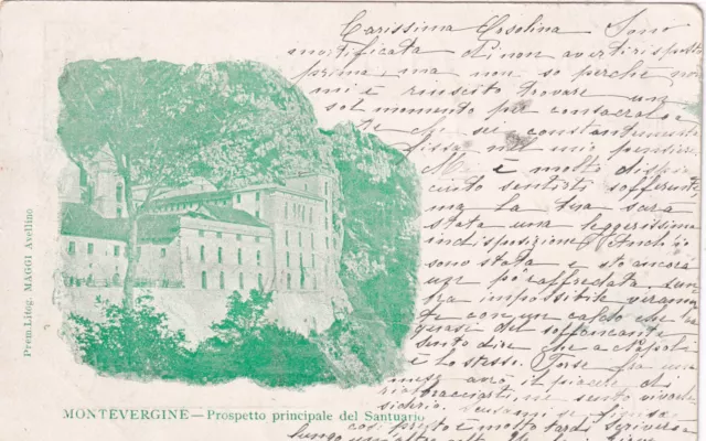 C16850-CAMPANIA, MONTEVERGINE SANTUARIO, LITOG. MAGGI AVELLINO, COPPIA 5 c.,1900