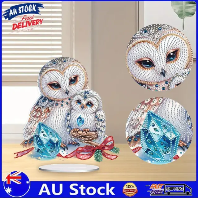 White Owl 5D DIY Diamond Painting Desktop Ornaments Kit for Office Desktop Decor