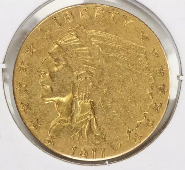 1911 P Gold Indian Head Quarter Eagle $2.50 - U.S. Pre-1933 Gold Coin