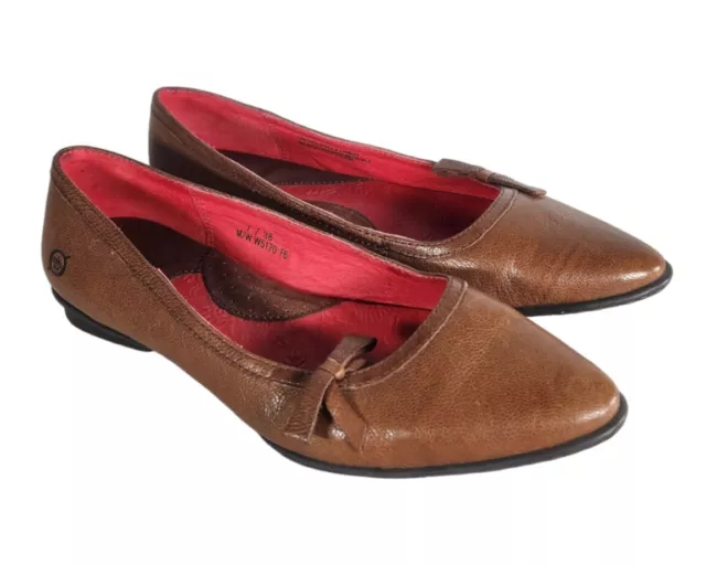 Born Brown Leather Flats, Women's Size 7