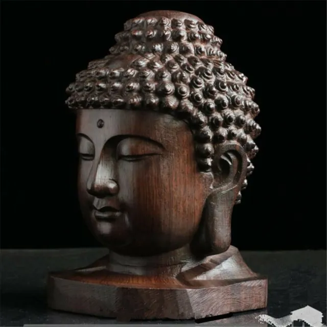 Buddha Skulptur Holz Sakyamuni Figur Indien Mahagoni Kopf Statue Handwerk Mode