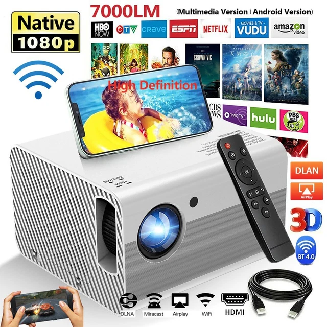 Smart HD 1080P Wifi Bluetooth Projector Android Video Home Theater Cinema HDMI